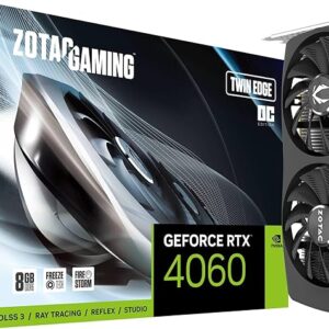 ZOTAC Gaming GeForce RTX 4060 - Tarjeta gráfica compacta para Juegos Twin Edge OC DLSS 3 (8 GB), 8 GB, GDDR6, 128 bits, 17 Gbps, PCIE 4.0, ZT-D40600H-10M