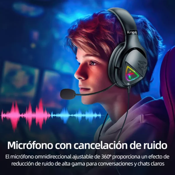 Audífonos Gamer KRIOS K11 Headset Gamer con Microfono Led Rgb para Xbox Ps4 Pc - Image 6